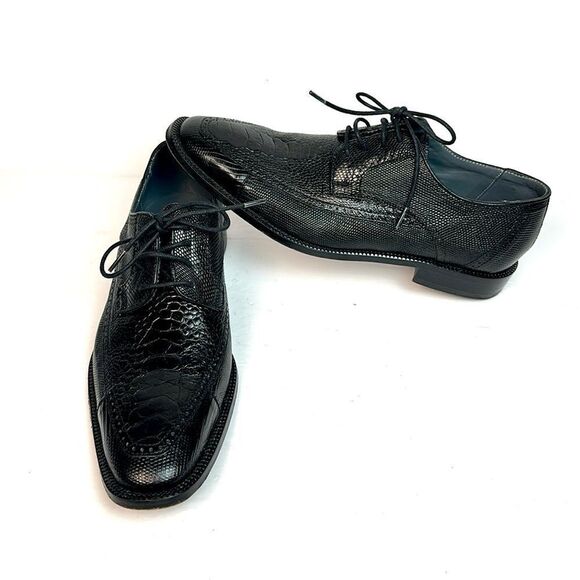 David X Genuine Lizard and Ostrich Men's Dress Shoes Black Size 9.5 - Picture 5 of 14